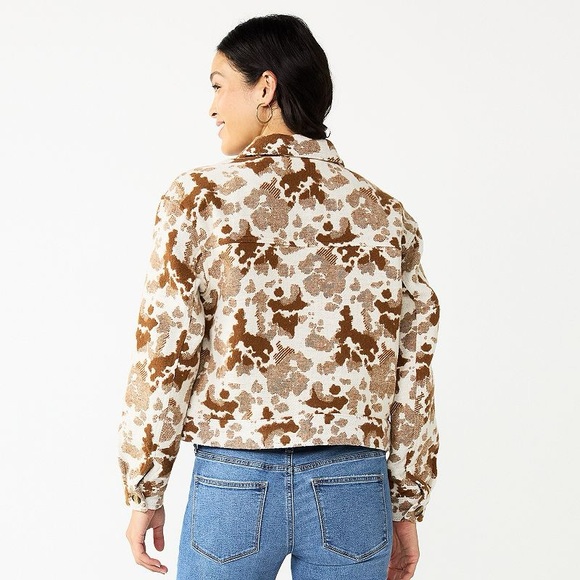 Sonoma Goods For Life Cow Print Cropped Shacket - Picture 6 of 7